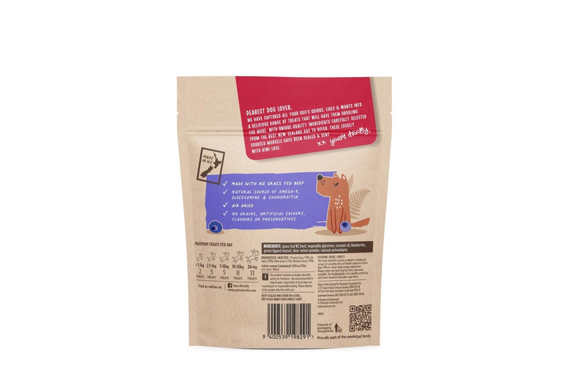 Yours Droolly: Kiwi Grown Dog Treats, Beef & Blueberry - 100g