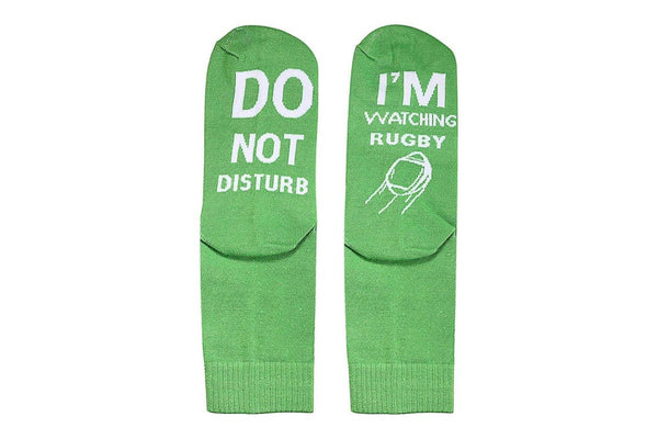 Pair of I'M WATCHING Unisex RUGBY Rugby Socks for Football Lover Green