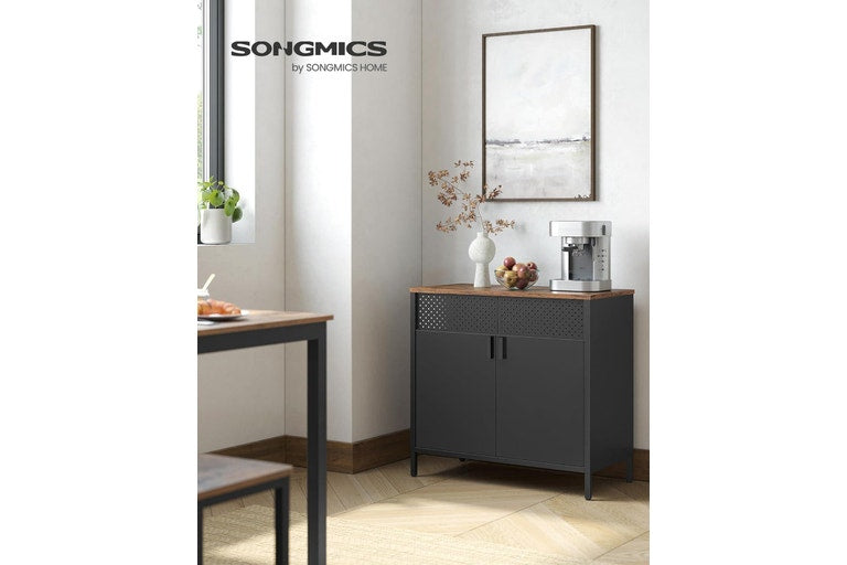 Vasagle SONGMICS Multipurpose Floor Standing Storage Sideboard - Rustic Brown & Black
