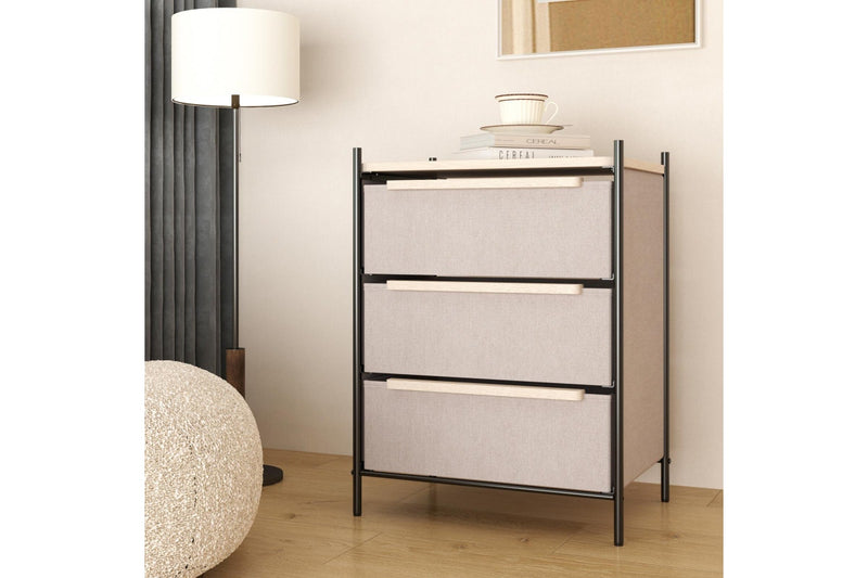 Fraser Country 3 Drawer Byra Dresser - Light Grey & Black