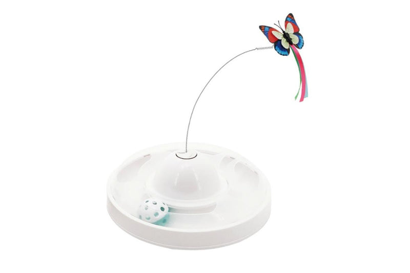 Butterfly Turntable - Interactive Pet Toy (White)