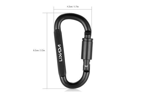 Lixada 9 Pack Aluminum Alloy D Ring Locking Carabiner Clip Set Black - Standard