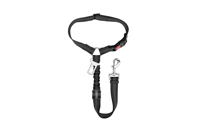 3-in-1 Removable Dog Seat Belt Harness for Car Retractable Reflective Bungee Dog Seatbelt Black