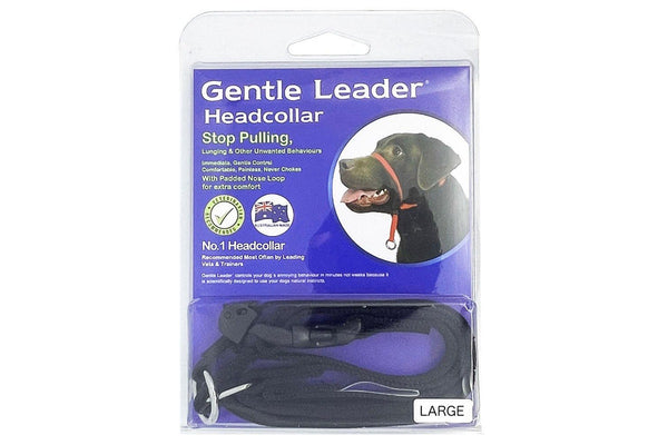 Gentle Leader 30-55kgs Dog Head Collar L Black Dog Pet Puppy Training Harness