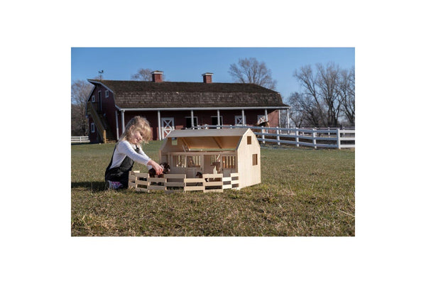 Countryside Wooden Stable & Barn Kids Children Farm Creative Play Toy Set 3+