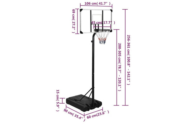 Basketball Stand Transparent 256-361 Cm Polycarbonate Ktlpb