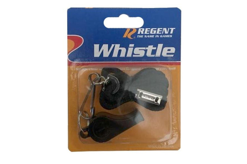 3x Regent Sports Coach Referee Survival Emergency Plastic Whistle Lanyard Black