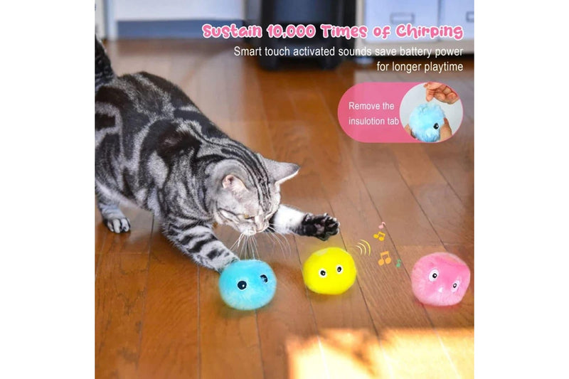 Fluffy Cat Ball Interactive Kitten Toy With Lifelike Sounds