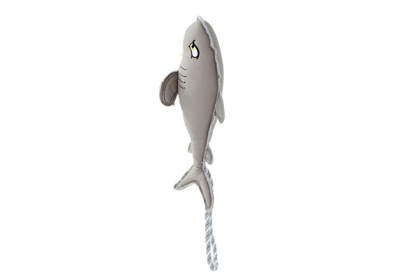 2x Paws & Claws Pet Dog 60cm Savage Shark Canvas Rope Tugger Toy w Squeaker Grey