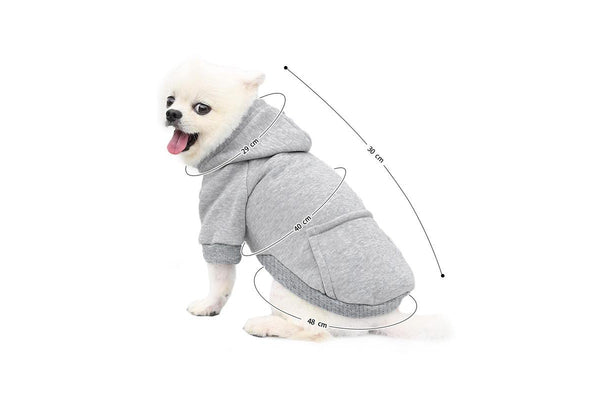 PETSWOL Dog Hoodie with Pocket - Grey, Medium