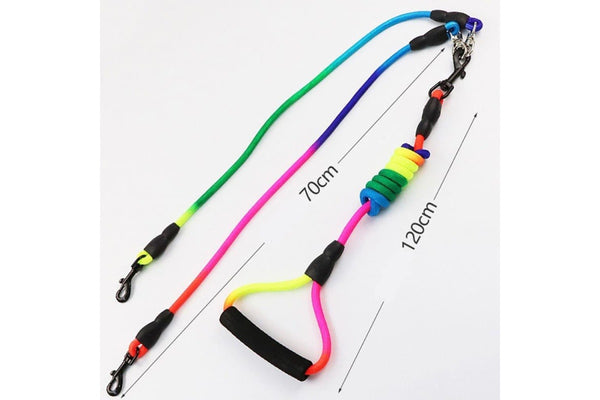 Rainbow Design 3 In 1 Nylon Leash With Durable Black Hook