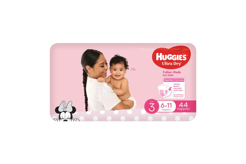 Huggies Ultra Dry Crawler Girl Nappies - Size 3 (44 Pack)