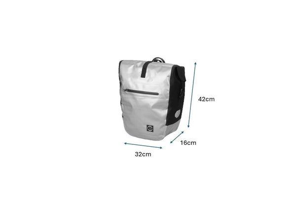 22L Silver Waterproof Bike Rear Bag Pannier Bag Frame Bicycle Back Seat Storage