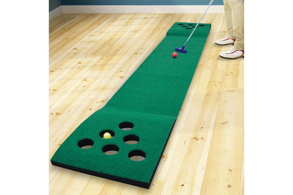 Golf Beer Pong Game Toy Set Green Golf Putting Matt with 2 Putters, 6 Balls