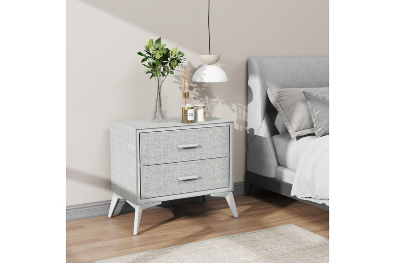 Fraser Country: Lyle 2 Drawer Dresser Nightstand - Snow Velvet Light Grey