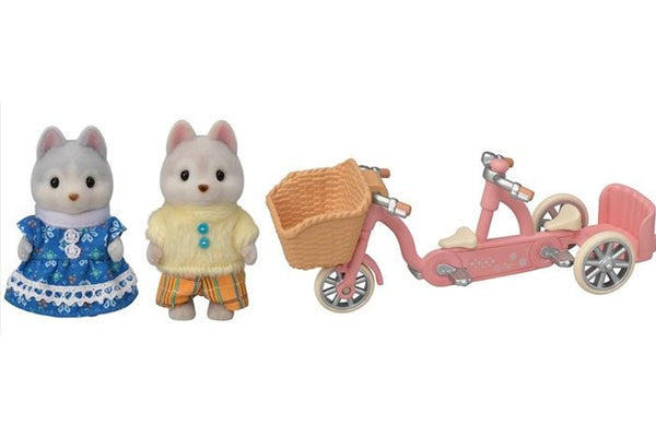 Sylvanian Families: Tandem Cycling Set - Husky Sister & Brother