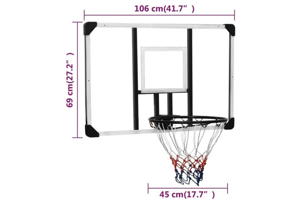 Basketball Backboard Transparent 106x69x3 Cm Polycarbonate Ktlln