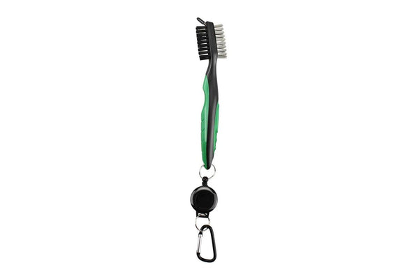 Double Sided Golf Cleaning Brush Club Brush and Groove Brush with Retractable Reel Green