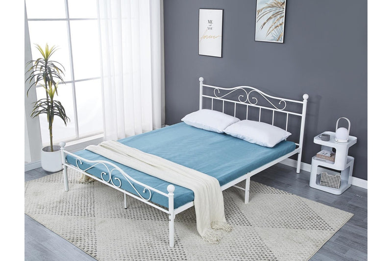 Fraser Country Double Metal Bed Frame - White