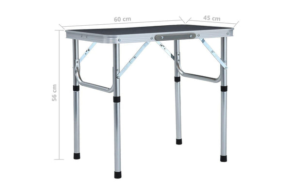 Folding Camping Table Aluminium 60X45 Cm - Grey -