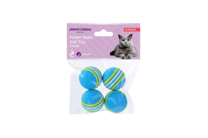 12x 12pc Paws & Claws Foam Balls Cat Toy Chew Bite Interactive Play 3.5cm Assort