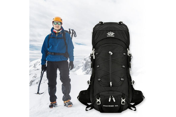 60L Camping Backpack - Black