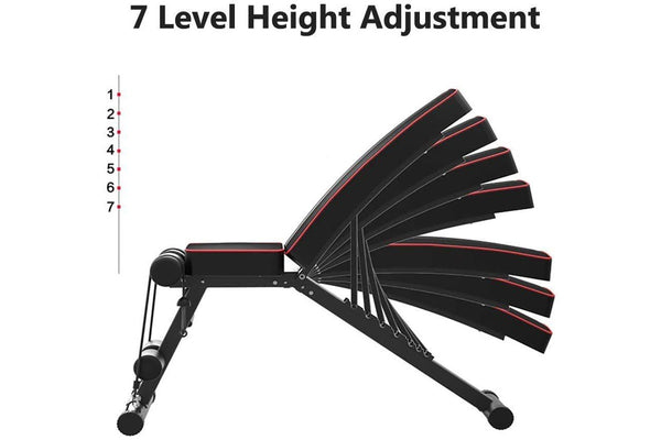 Ape Style Adjustable Incline/Decline Gym Bench with Resistance Bands