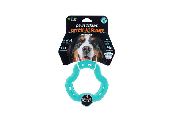 3x Paws & Claws 12.3x12.3x3.1cm Fetch N' Play Treat Ring Dog Pet Rubber Toy ASST