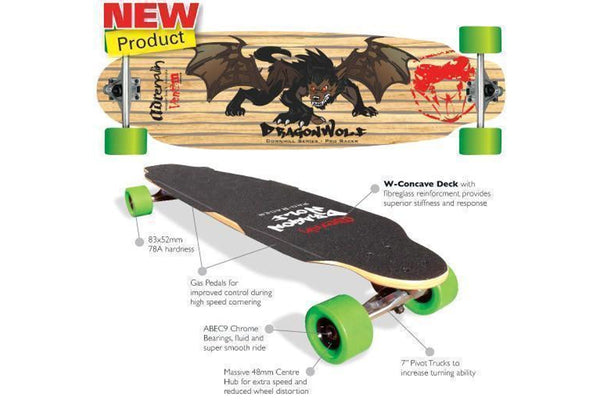 Adrenalin Skate Dragon Wolf 36" Complete Longboard Skateboard