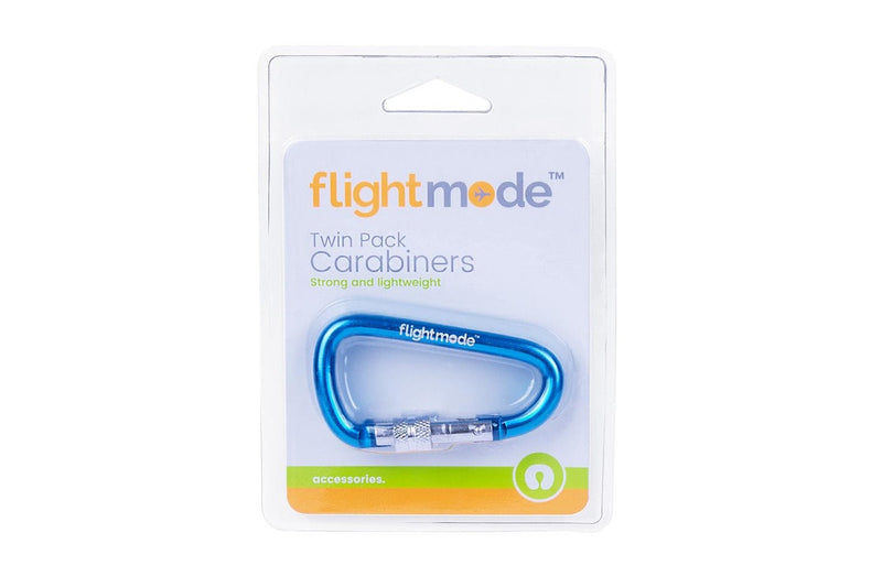 8x Flightmode 20kg Capacity 66mm Carabiner Universal Travel Clip Buckle Blue