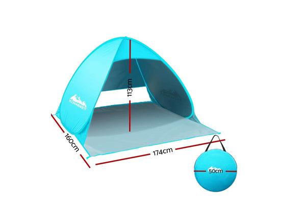 Weisshorn Pop Up Beach Tent Camping Hiking 3 Person Sun Shade Fishing Shelter - One Size