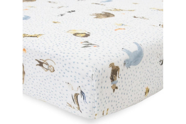 Little Unicorn: Muslin Fitted Cot Sheet - Party Animals