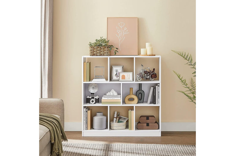 Vasagle Wooden Free Standing Bookcase with Open Cubes and Shelves - White