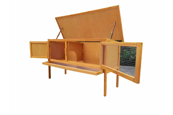 Solid Wood Raised Rabbit Hutch Bunny Cage with Pull Out Tray