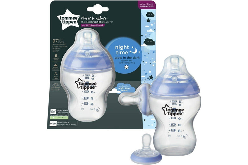 Tommee Tippee: Closer to Nature Glow Bottle + Night Soother (260ml)