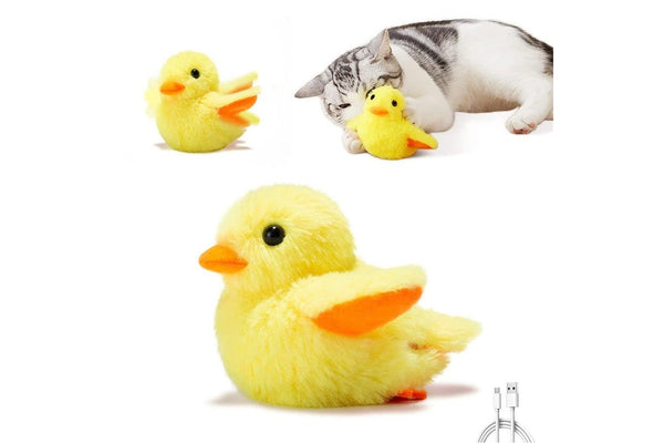 Little Yellow Duck Plush Doll Flapping Vibration Cat Interactive Toy Rechargeable