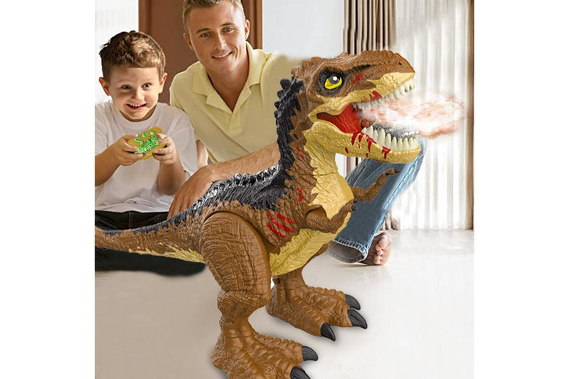 Remote Control T-rex Dinosaur Toy Realistic Tyrannosaurus Toys Gift for Kids Boys Girls-Brown