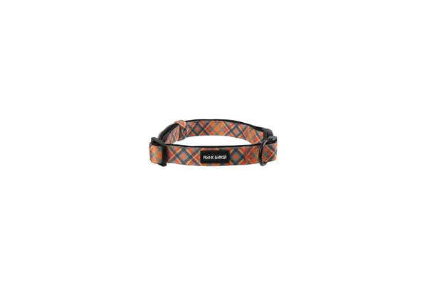 Frank Barker Adjustable 19-28cm Plaid Dog Collar Neck Strap w Clasp XS Orange