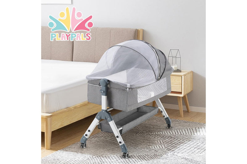 PlayPals Baby Cot Crib Bed Portable Bassinet Bedside Sleeper Adjustable Height