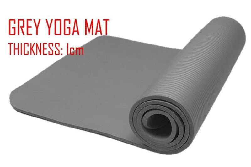 10mm GREY Yoga Mat Extra Thick Gym Mat Fitness Excise Rubber Mat