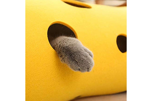 Collapsible Felt Cat Tunnel Nest Interactive Toys - Blue Light Brown