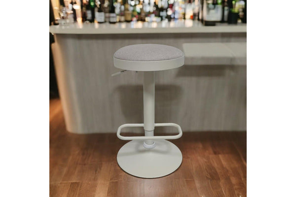 Fraser Country Set of 2 Adjustable Swivel Fabric Round Bar Stool - White/Cream