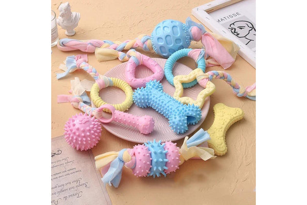 Pet Dog Toys For Small Dogs Chews Tpr Knot Bite Resistant Molar Teeth Cleaning - Blue - Blue - Style 9