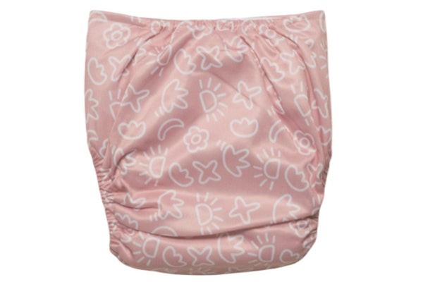 Nestling: Sassy SIMPLE Nappy Complete - Pink Pop Art (One Size)