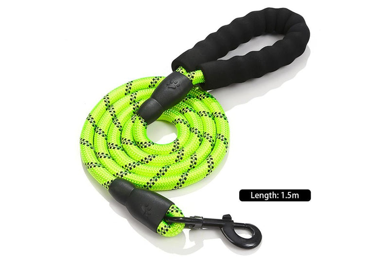 ZOOMIES 1.5M Reflective Threads Dog Leash with Padded Handle - Green