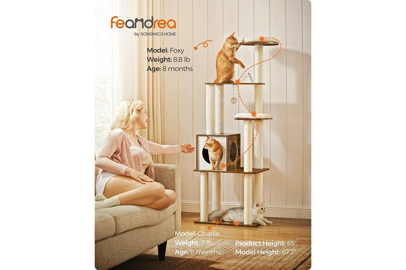 VASAGLE Feandrea WoodyWonders Cat Tree - Rustic Brown