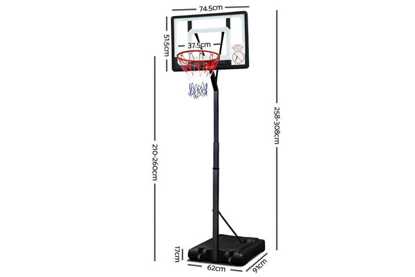 Everfit Adjustable Portable Basketball Stand Hoop System Rim