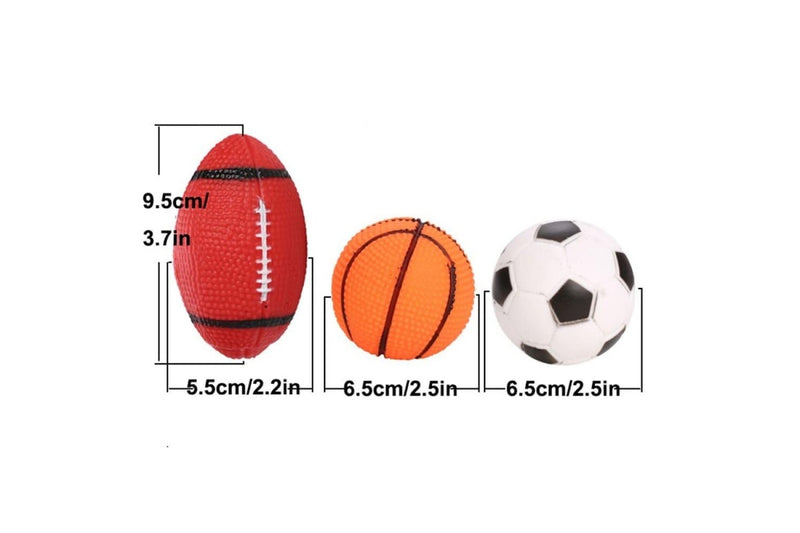 Durable Non-toxic Squeaker Dog Chew Football Basketball Soccer Ball Toy Fetch Play