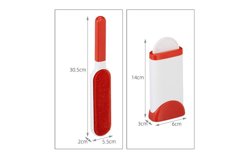 PETSWOL Double-Sided Pet Hair And Lint Removal Brush Set - Red (Set of 2)