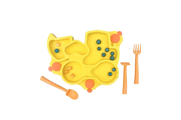 Constructive Baby: Truck Suction Plate and Cutlery - Yellow